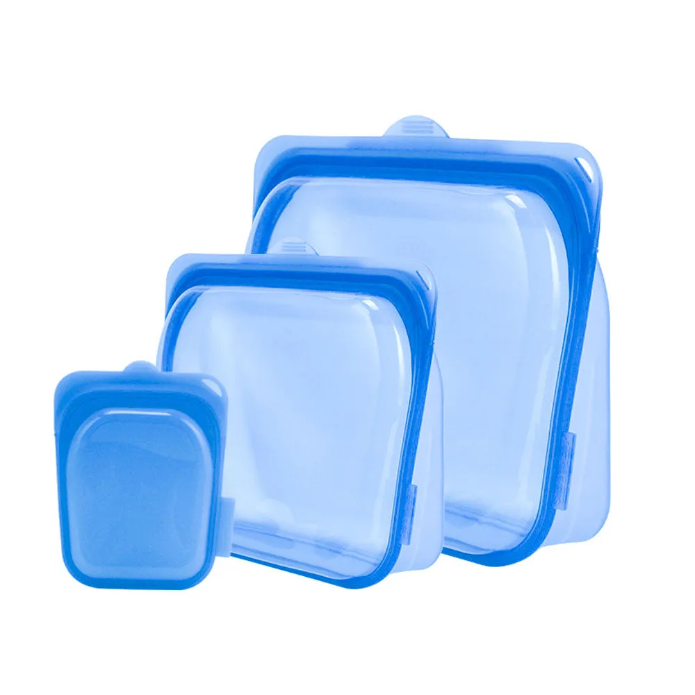 Pack of 3 High Temperature Silicone Reusable Grocery Food Bag