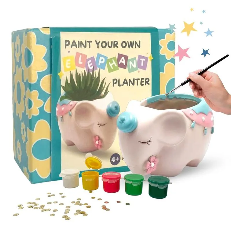 Paint Your Own Elephant Planter (DIY Art and Eco-Friendly Ceramic Craft Activity)