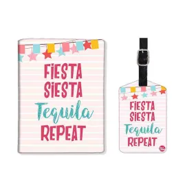 Passport Pouch Leather Travel Case with Luggage Tag - Fiesta Siesta