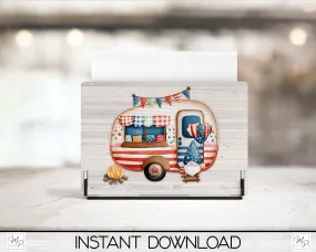 Patriotic Camper Napkin Holder PNG Design for Sublimation, Digital Download