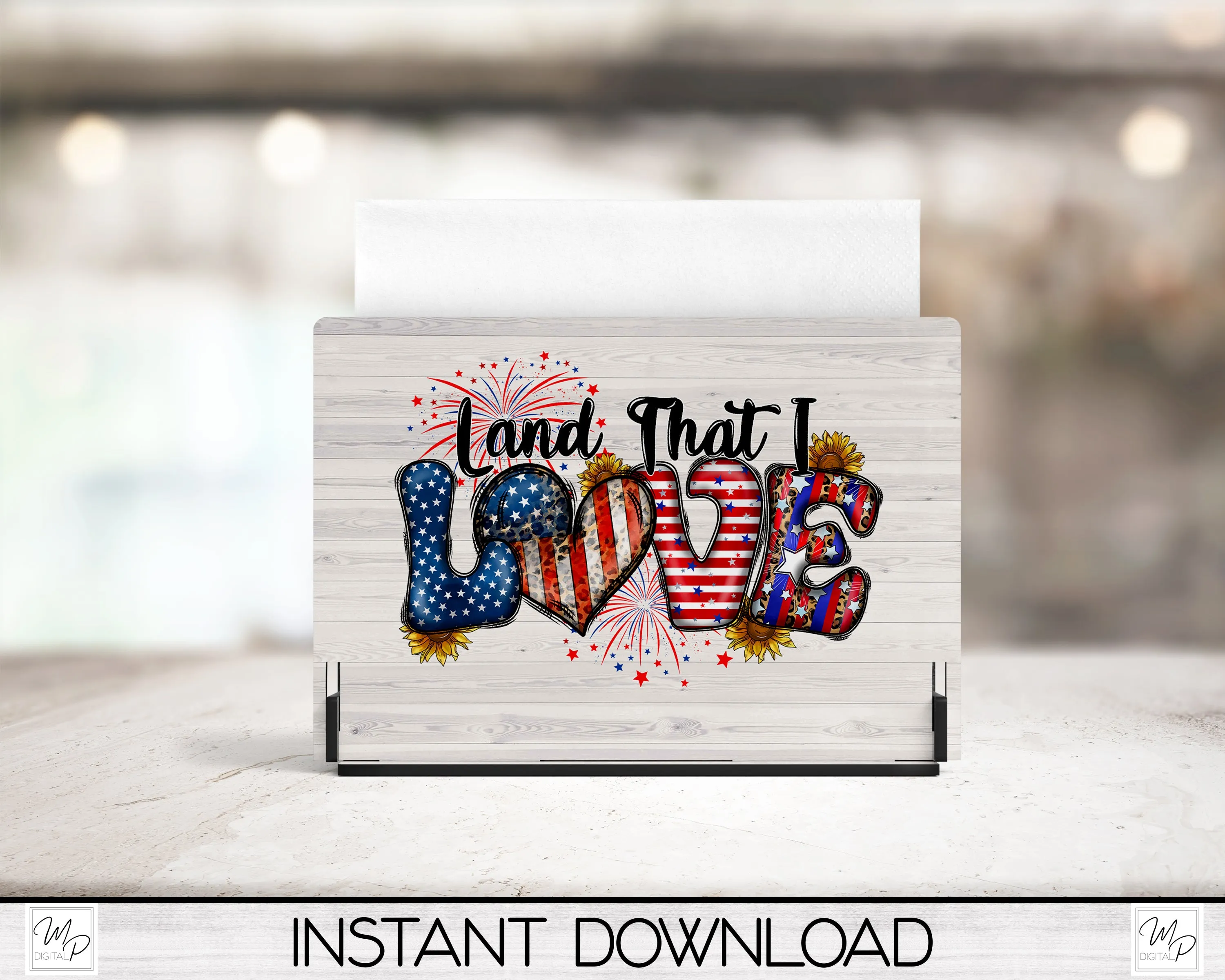 Patriotic Napkin Holder PNG Design for Sublimation, Digital Download