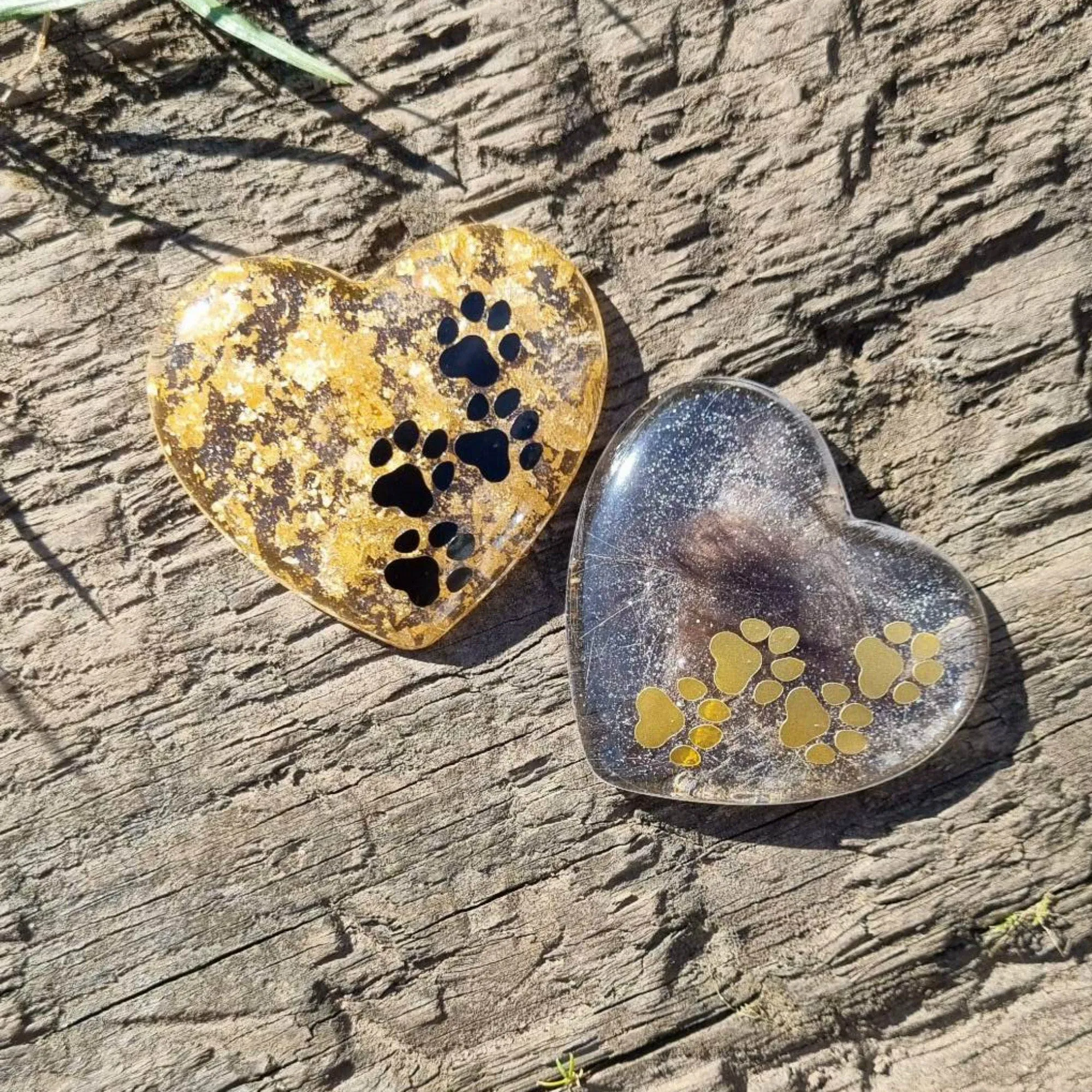 Paw print heart pocket hug ornament, Eco friendly resin