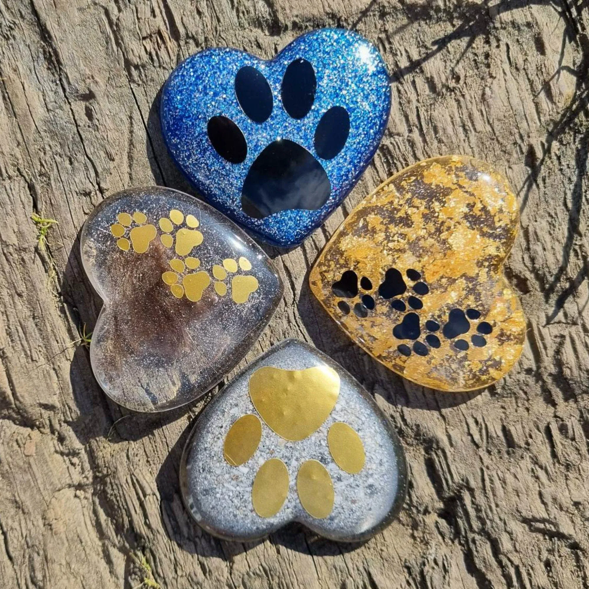 Paw print heart pocket hug ornament, Eco friendly resin