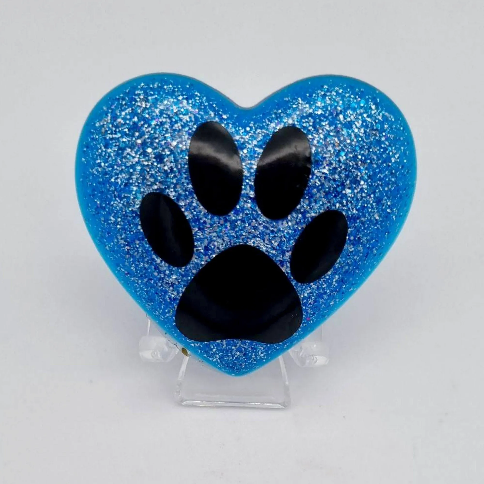 Paw print heart pocket hug ornament, Eco friendly resin