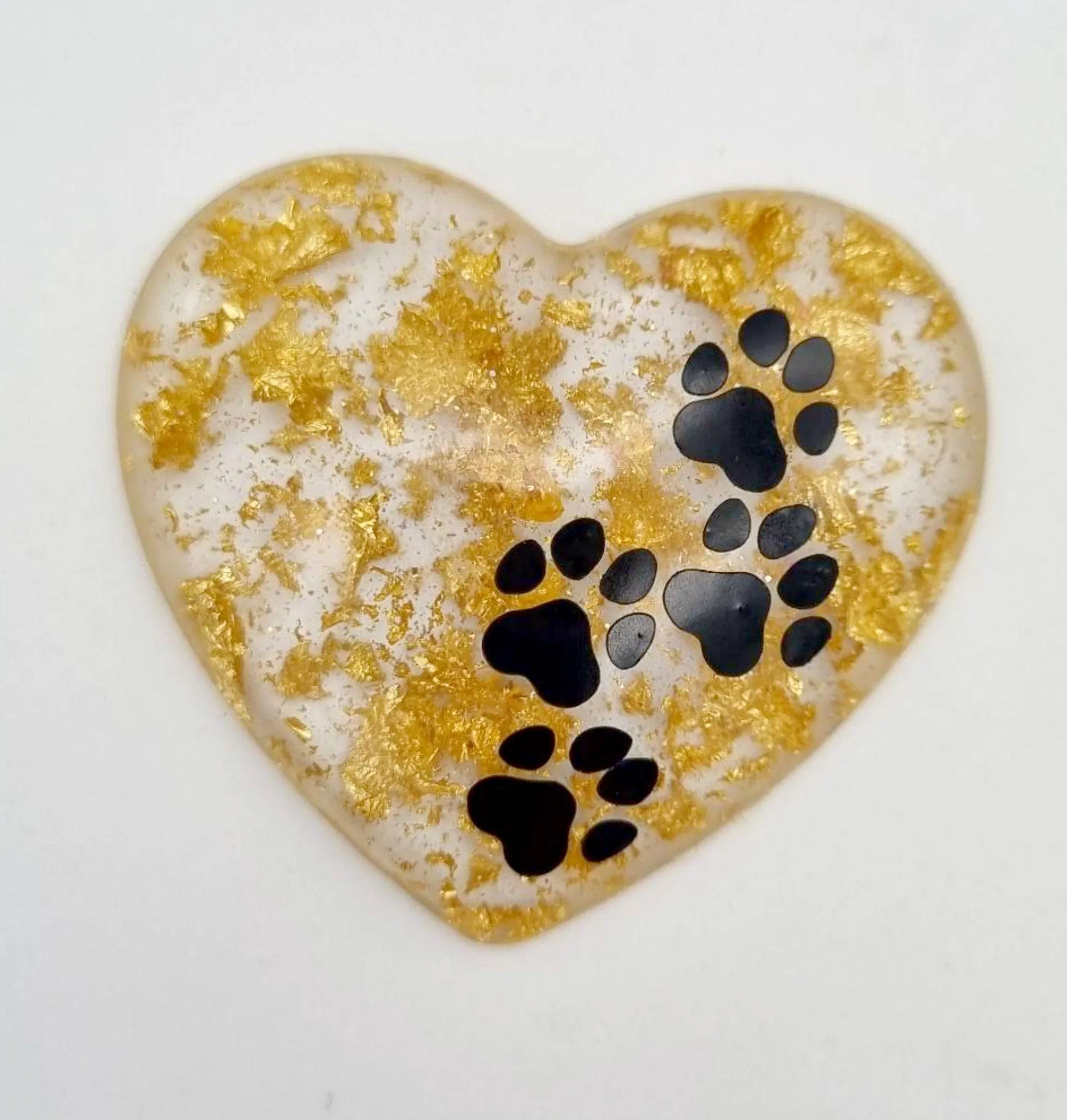 Paw print heart pocket hug ornament, Eco friendly resin