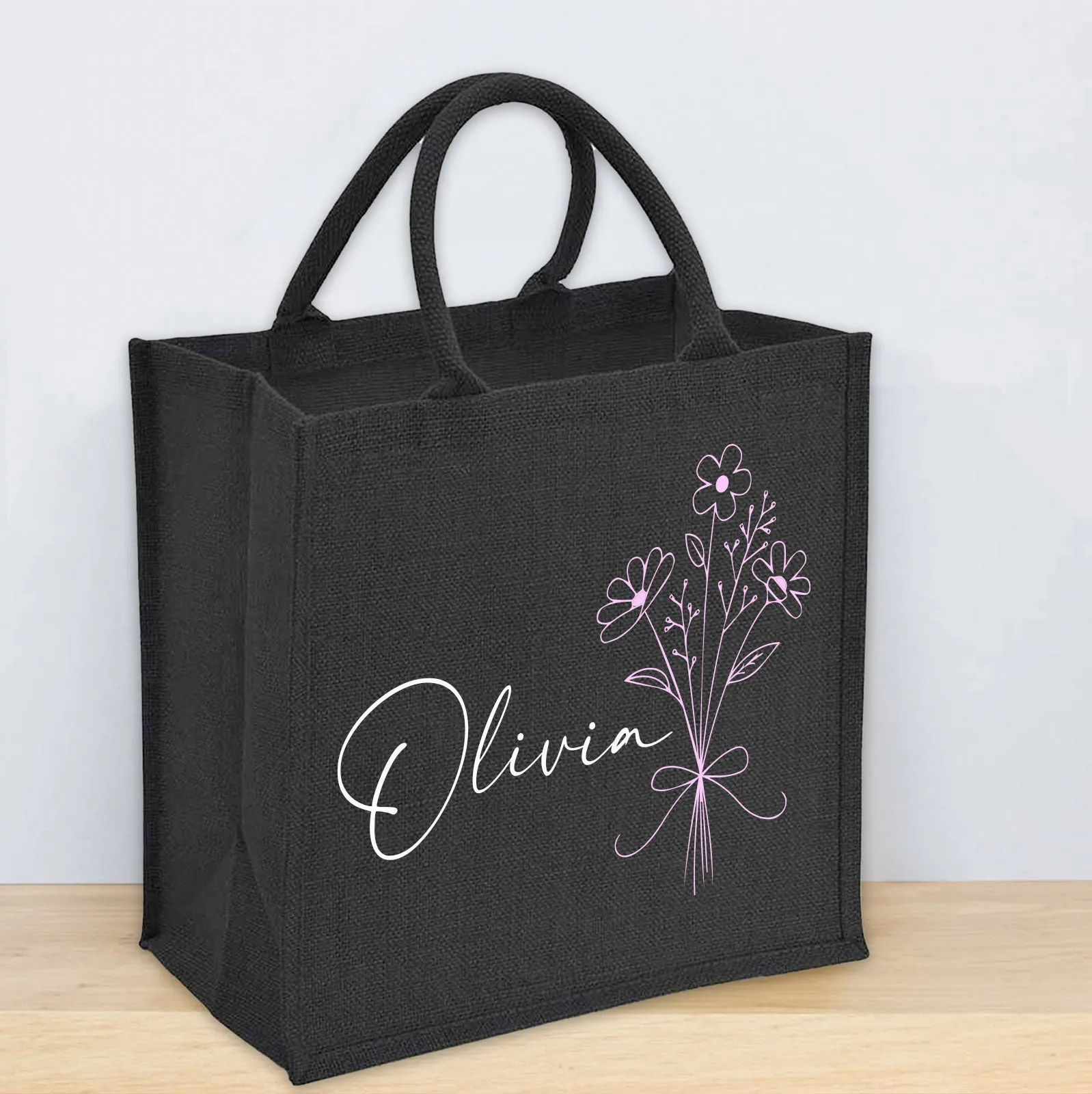 Personalised Black Jute Bag