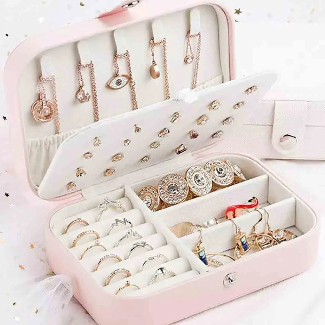 Personalised Gift Box Hamper For Women Comes with Passport Cover Photos Art and Pink Jewellery Box