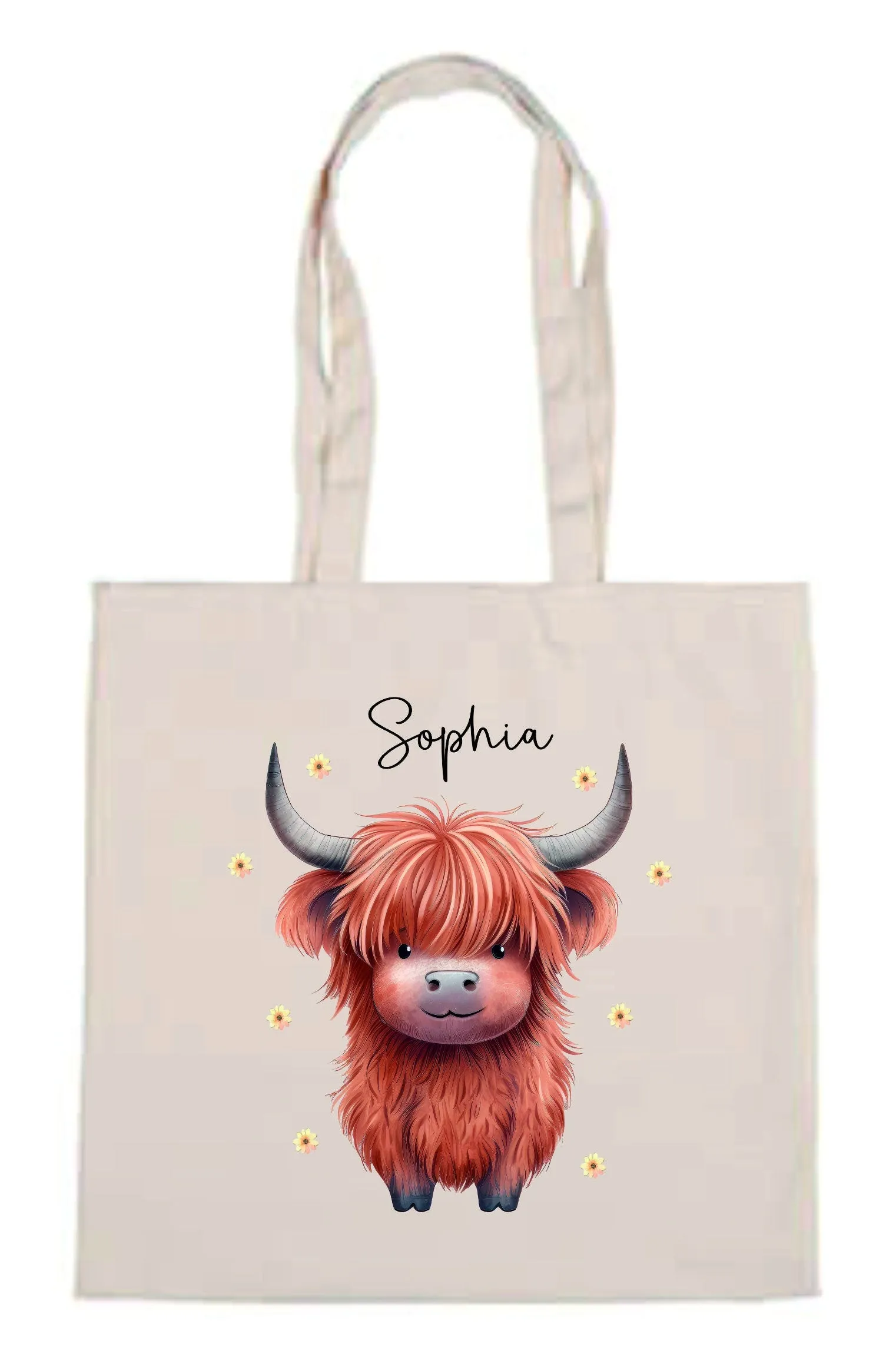 Personalised Highland Cow Bag - Cute Highland Cow Bag - Nannies Knitting Bag - Craft Bag - Shopping Bag