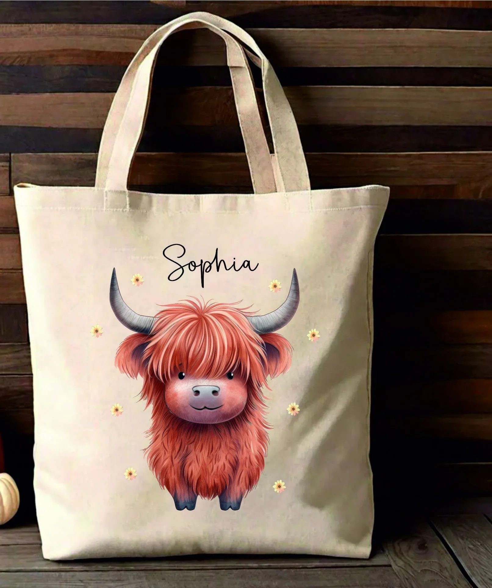 Personalised Highland Cow Bag - Cute Highland Cow Bag - Nannies Knitting Bag - Craft Bag - Shopping Bag