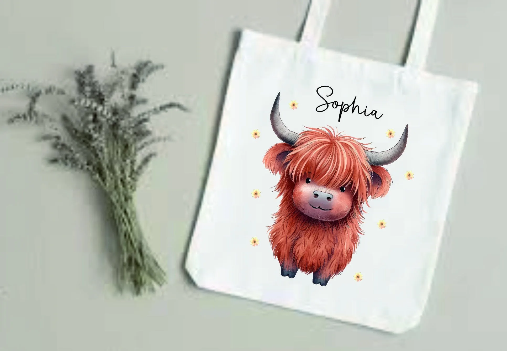 Personalised Highland Cow Bag - Cute Highland Cow Bag - Nannies Knitting Bag - Craft Bag - Shopping Bag