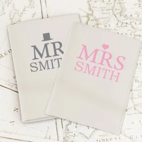 Personalised Mr & Mrs Top Hat Cream Passport Holders