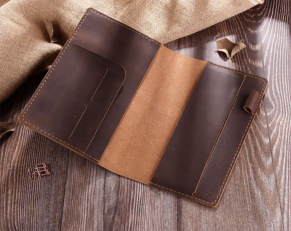 Personalized Handmade Leather Cover for 5"x8.25" Moleskine Notebook