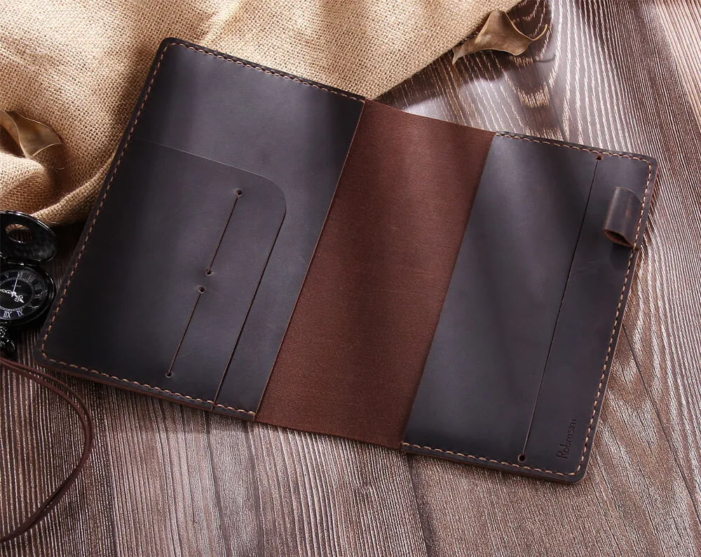 Personalized Handmade Leather Cover for 5"x8.25" Moleskine Notebook