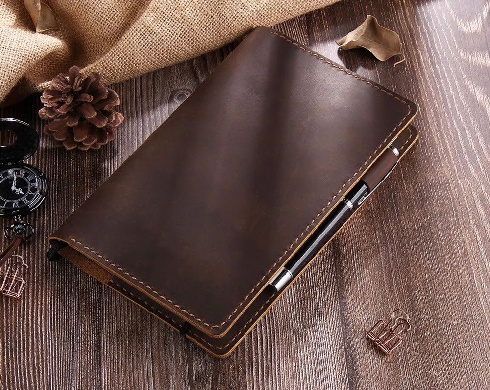 Personalized Handmade Leather Cover for 5"x8.25" Moleskine Notebook