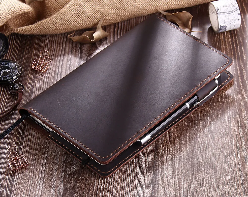 Personalized Handmade Leather Cover for 5"x8.25" Moleskine Notebook