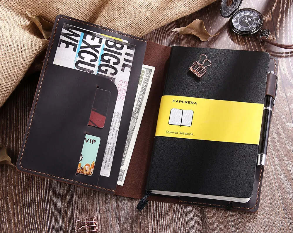 Personalized Handmade Leather Cover for 5"x8.25" Moleskine Notebook