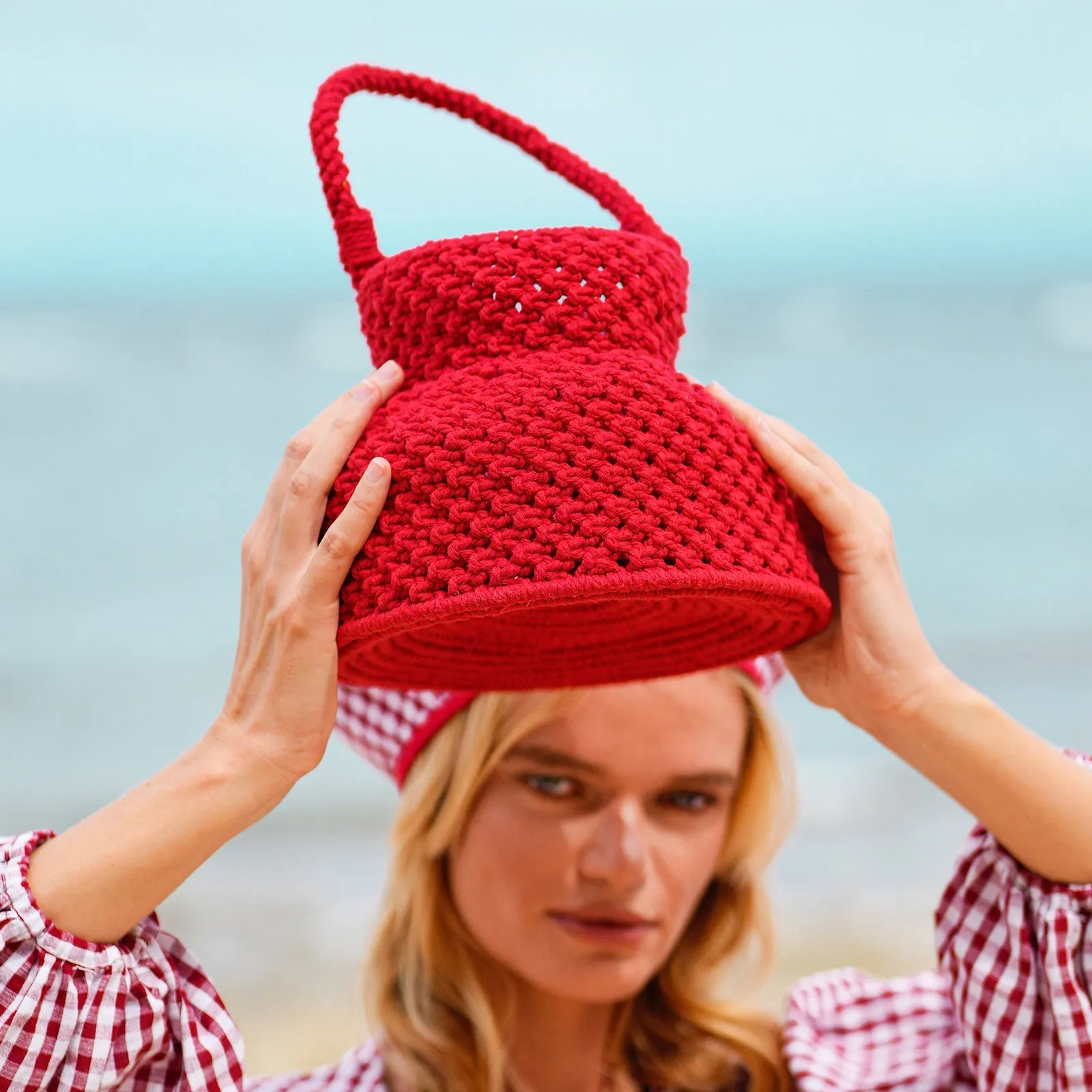 Petite Naga Macrame Bucket Bag, in Red - Eco-friendly & Fair Trade