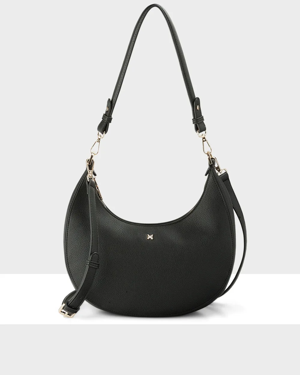 Pia Crescent Shoulder Bag With Crossbody Strap   Chunky Chain Strap