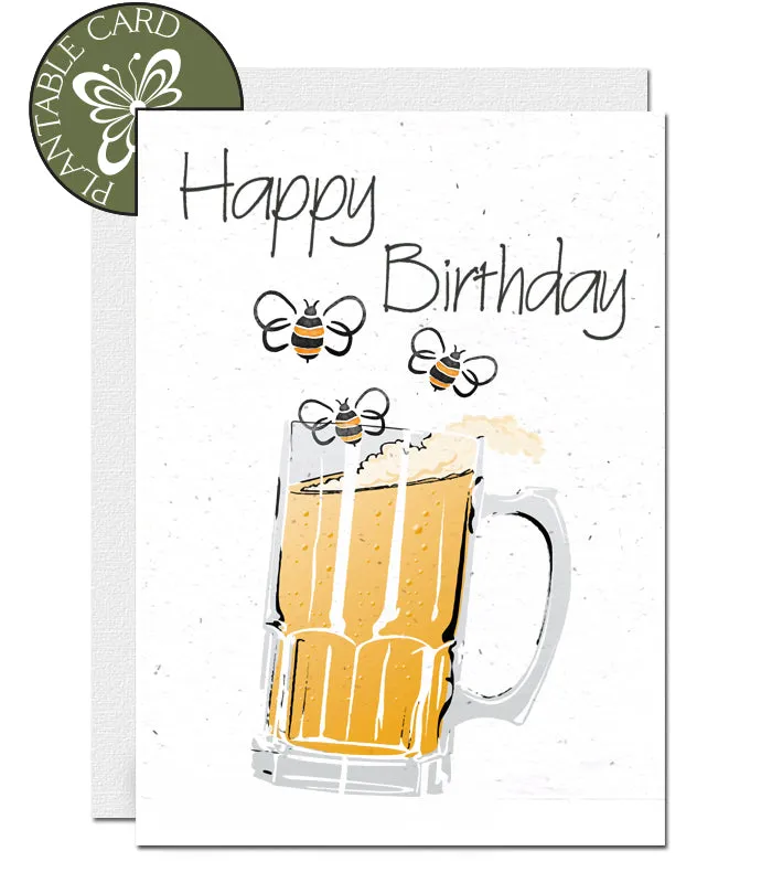 Plantable Birthday Card - Beer & Bee