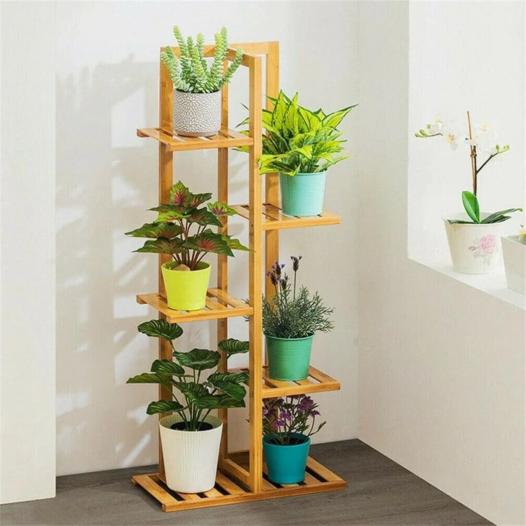 Premium Bamboo Plant Stand - 5/6 Tier for Indoor & Outdoor Use - Patio Garden