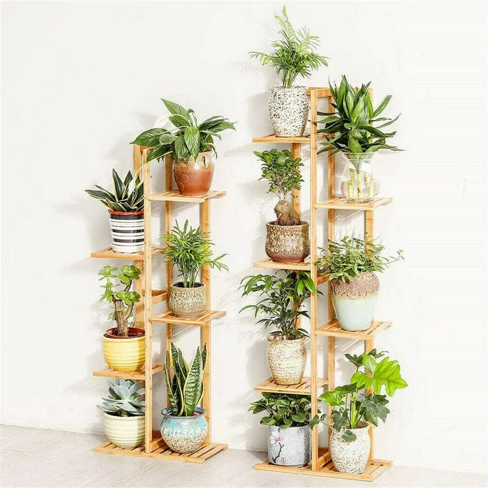 Premium Bamboo Plant Stand - 5/6 Tier for Indoor & Outdoor Use - Patio Garden