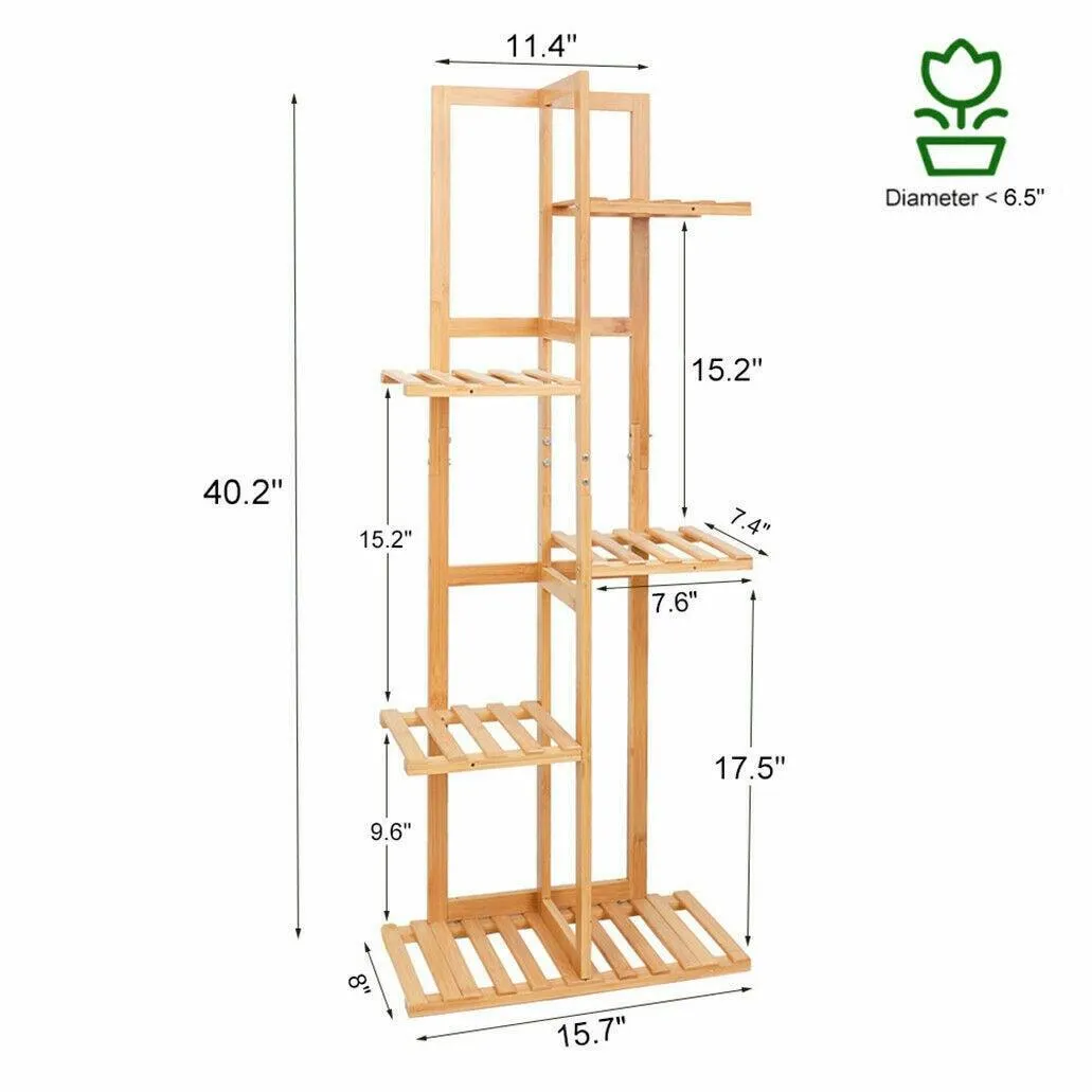 Premium Bamboo Plant Stand - 5/6 Tier for Indoor & Outdoor Use - Patio Garden