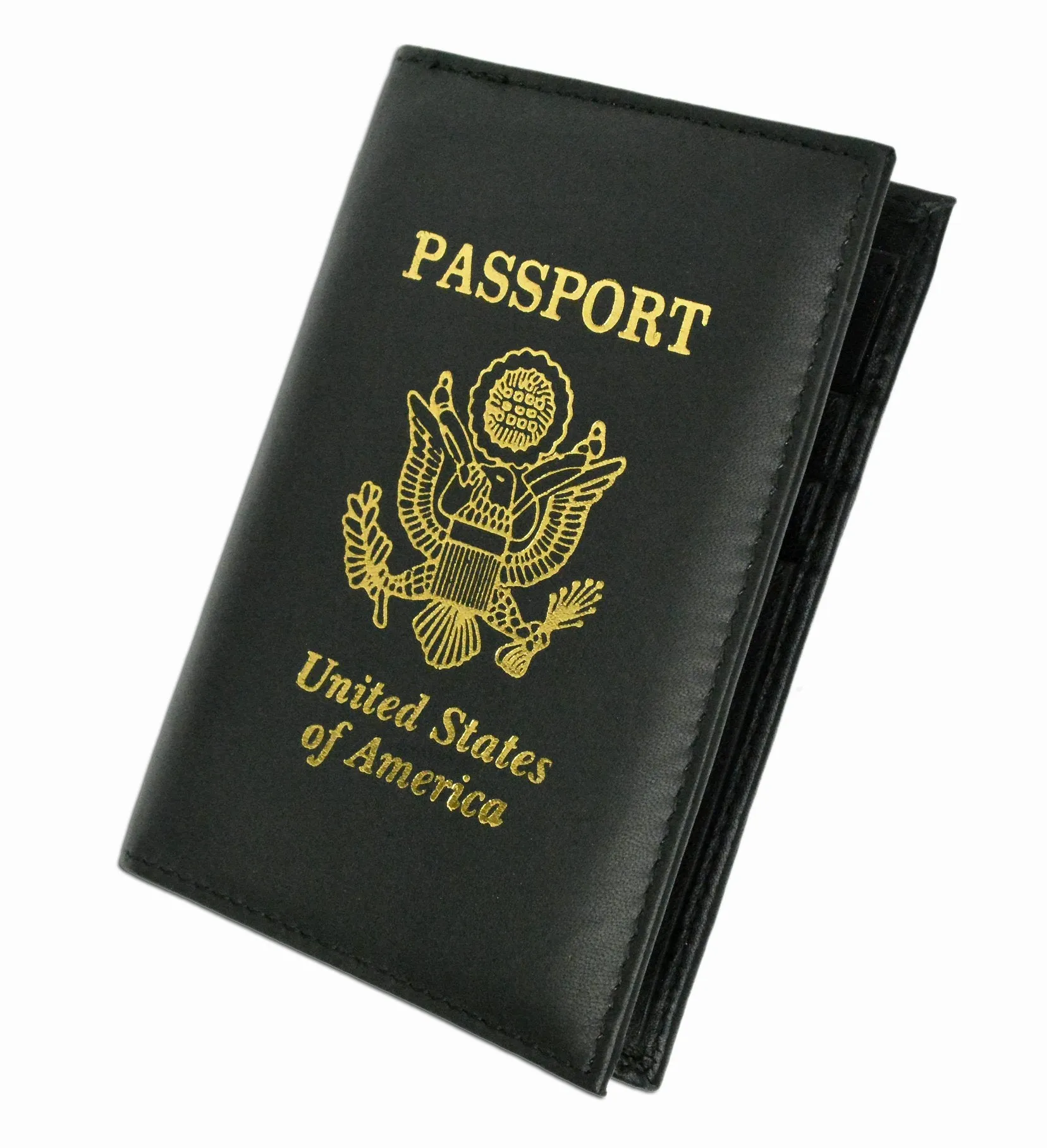 Premium Leather United States Passport Holder Card Holder Golden Print Emblem P 601 USA