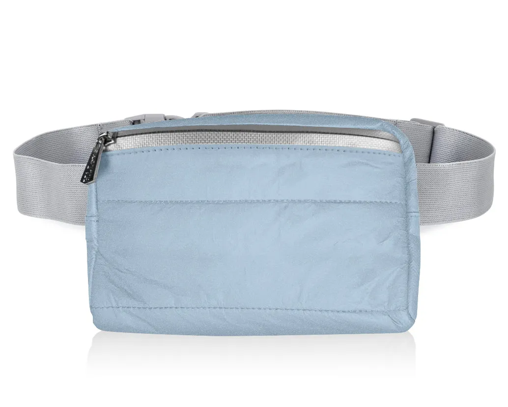 Puffer Fanny Pack in Shimmer Ice Blue