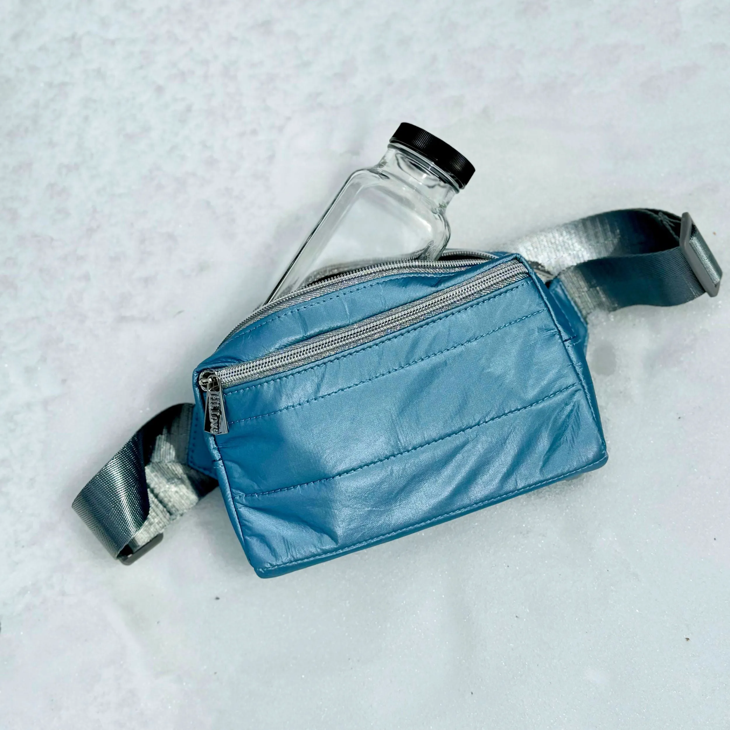 Puffer Fanny Pack in Shimmer Ice Blue