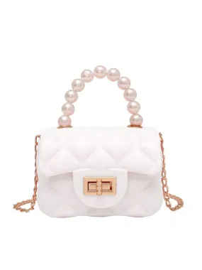 Retro Pearl Argyle Chain Strap Mini Handbag