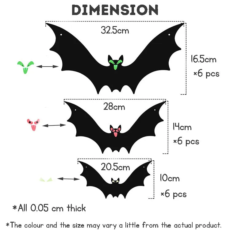 Reusable Halloween PP Glow-in-the-Dark Bat Tree Wall Porch Hanging Decorations for Holiday Parties