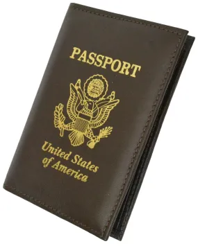 RFID Blocking Premium Leather United States Passport Holder Golden Print Emblem RFID P 601 USA (C)