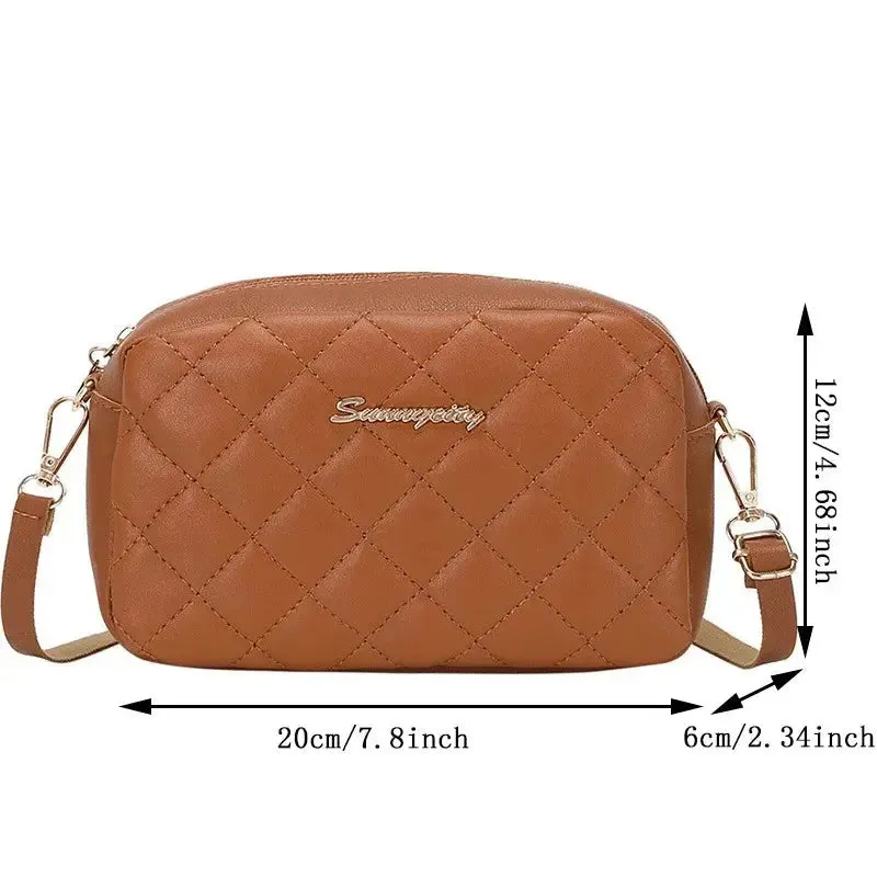 Small Messenger Bag For Women Trend Lingge Embroidery Camera Female Shoulder Bags Fashion Chain Ladies Crossbody Purse 2024