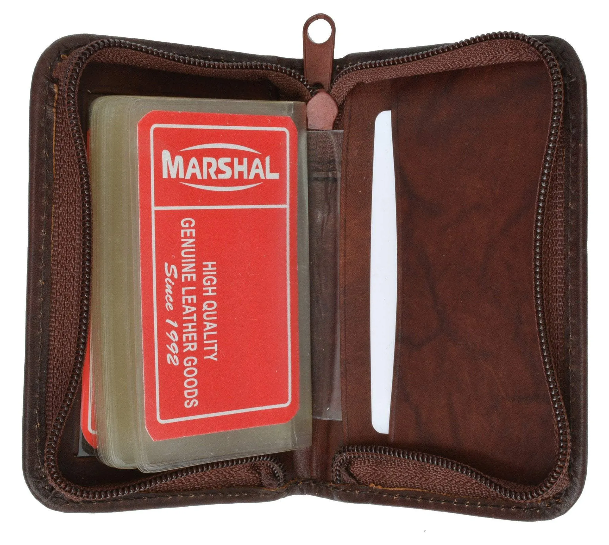 Small Zip Around Business Credit Card Holder Genuine Leather 670 CF (C)