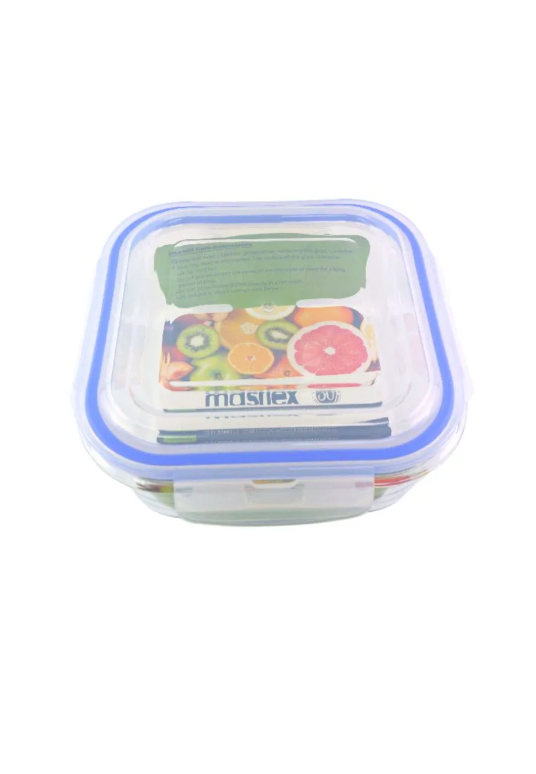 Square Borosilicate Glass Food Container with PP Lid - 1200ml