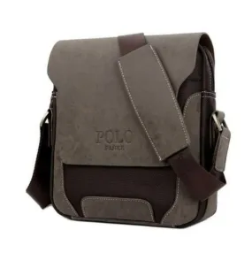 Stylish Mens Polo Messenger Bag in Leather and Oxford Material