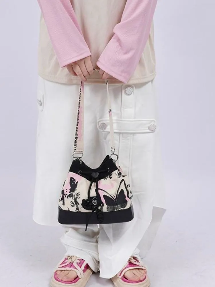 Sweet cool shoulder Messenger bucket bag【s0000003310】