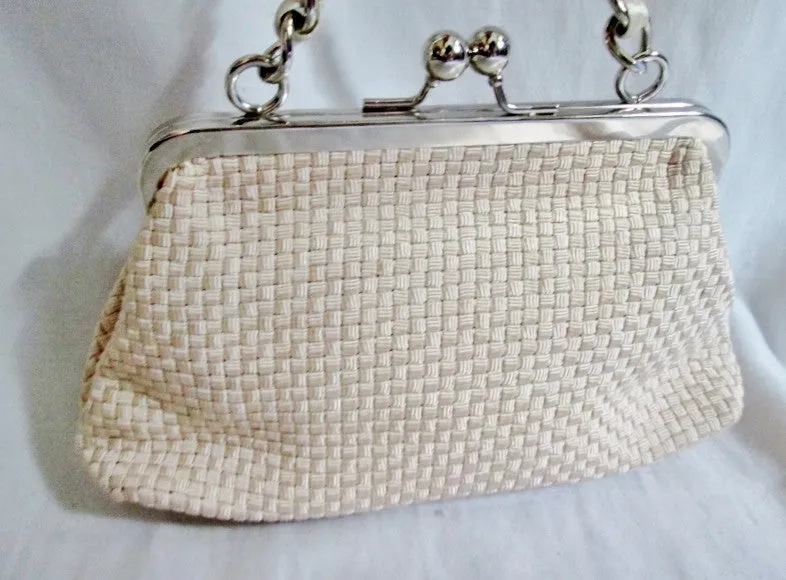 THE SAK Knit Woven Vegan Clutch Purse Evening Bag ECRU WHITE CREME