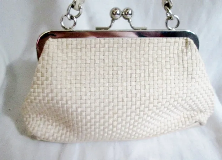 THE SAK Knit Woven Vegan Clutch Purse Evening Bag ECRU WHITE CREME