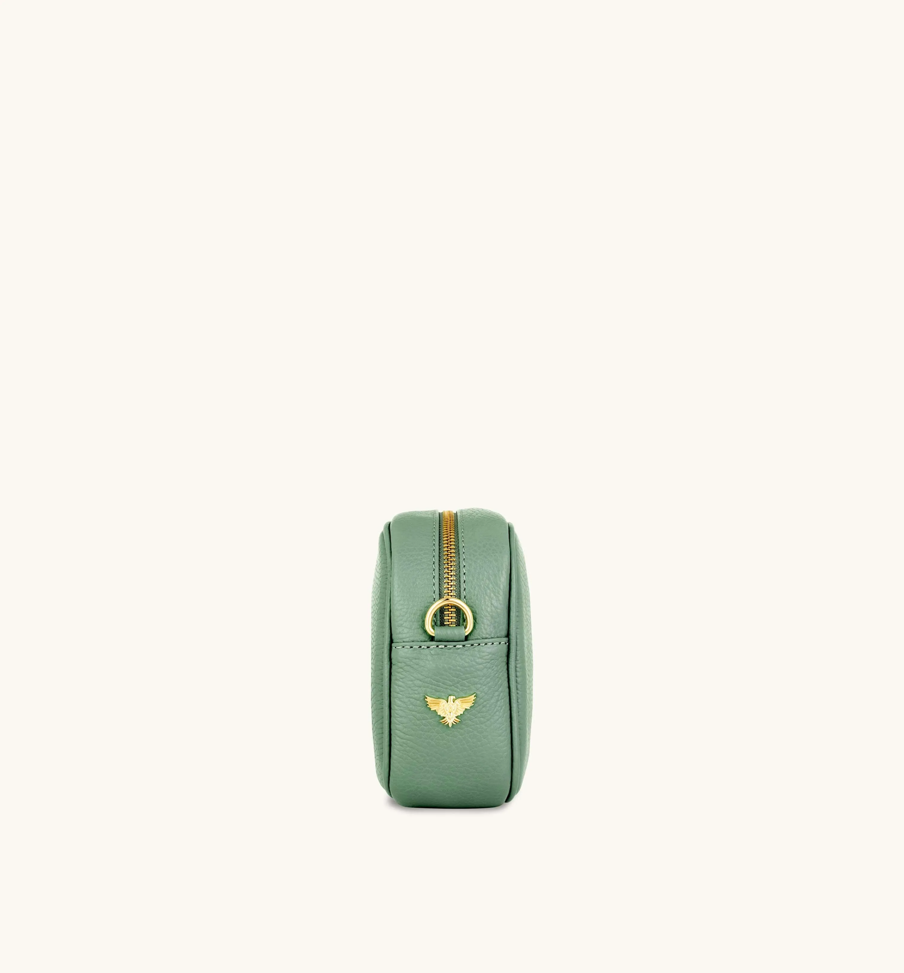 The Tassel Pistachio Leather Crossbody Bag With Gold Chain Strap