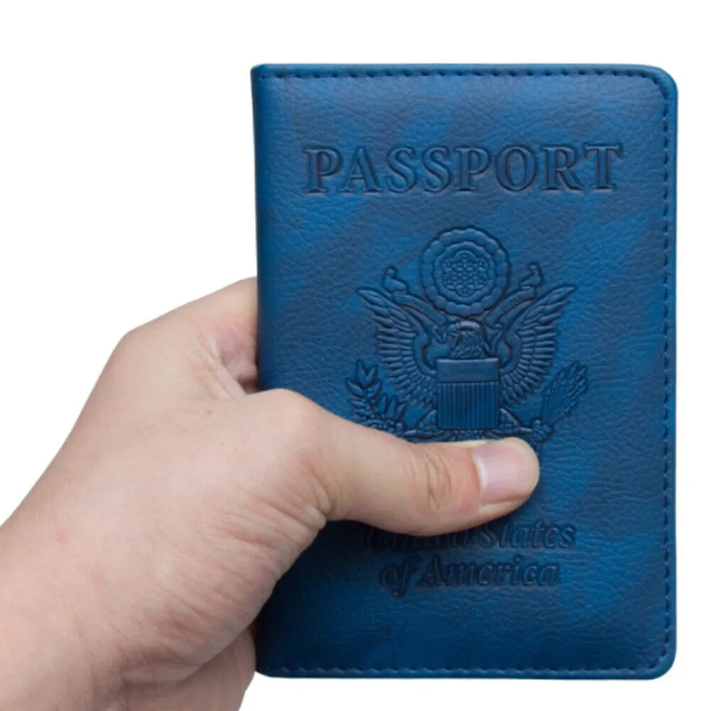 US 1-2 Pc Passport Holder Vaccination Certificate Faux Leather Wallet Cover Slim