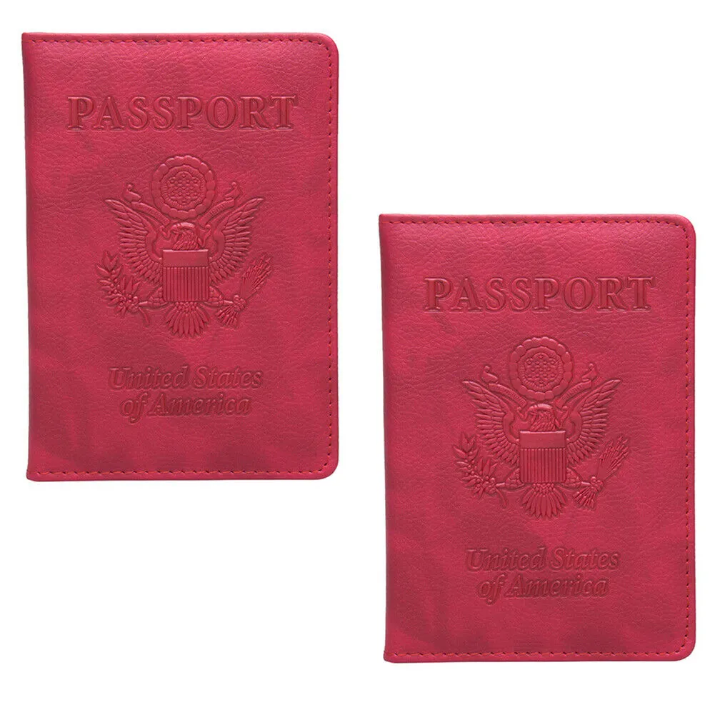 US 1-2 Pc Passport Holder Vaccination Certificate Faux Leather Wallet Cover Slim