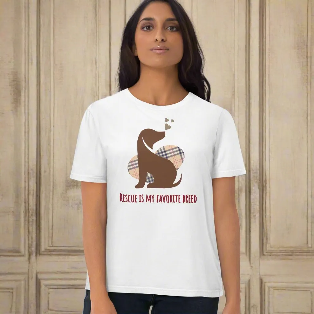 Vegan Organic Cotton Dog T-Shirt - 'Rescue Is My Favorite Breed'