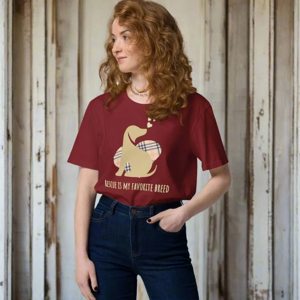 Vegan Organic Cotton Dog T-Shirt - 'Rescue Is My Favorite Breed'