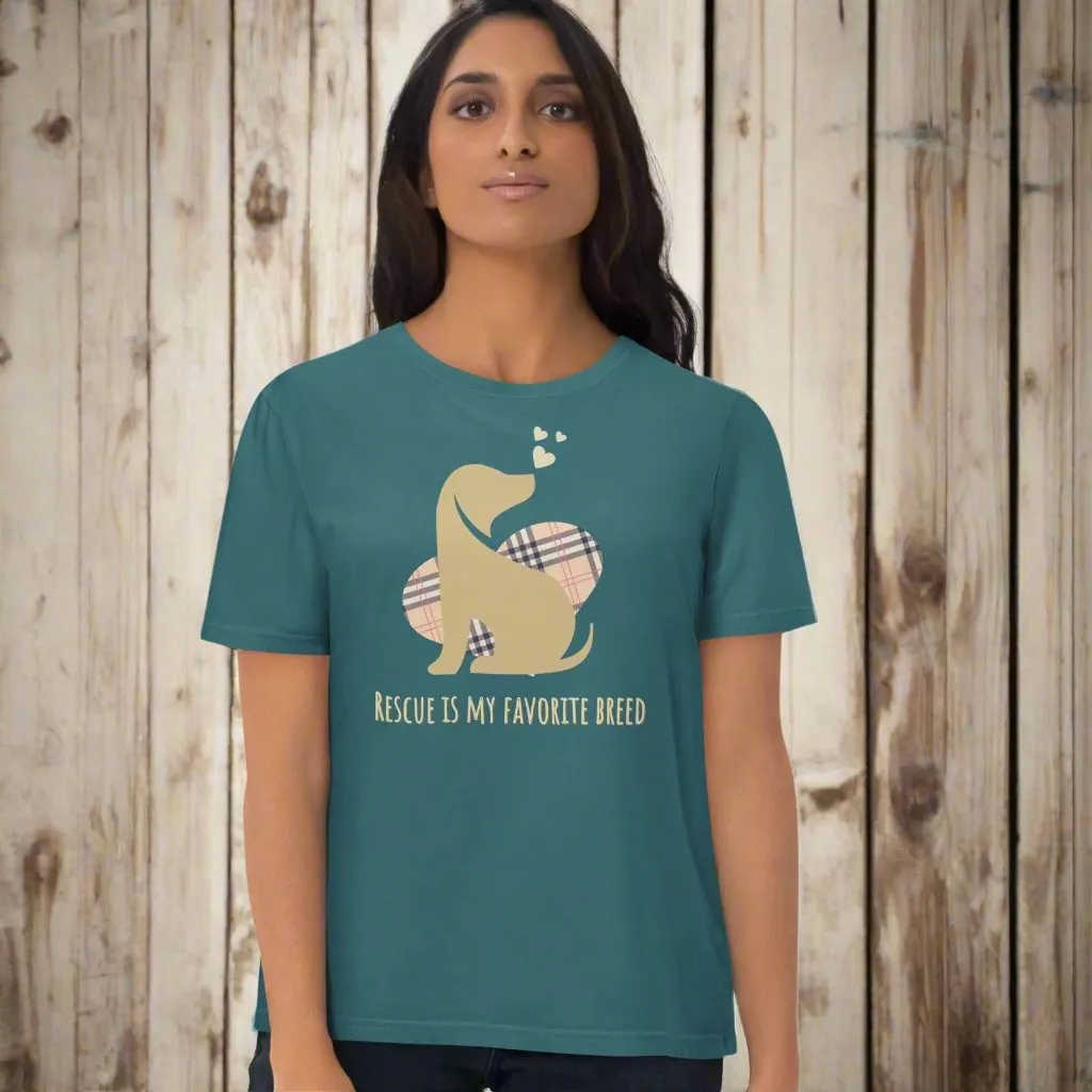 Vegan Organic Cotton Dog T-Shirt - 'Rescue Is My Favorite Breed'