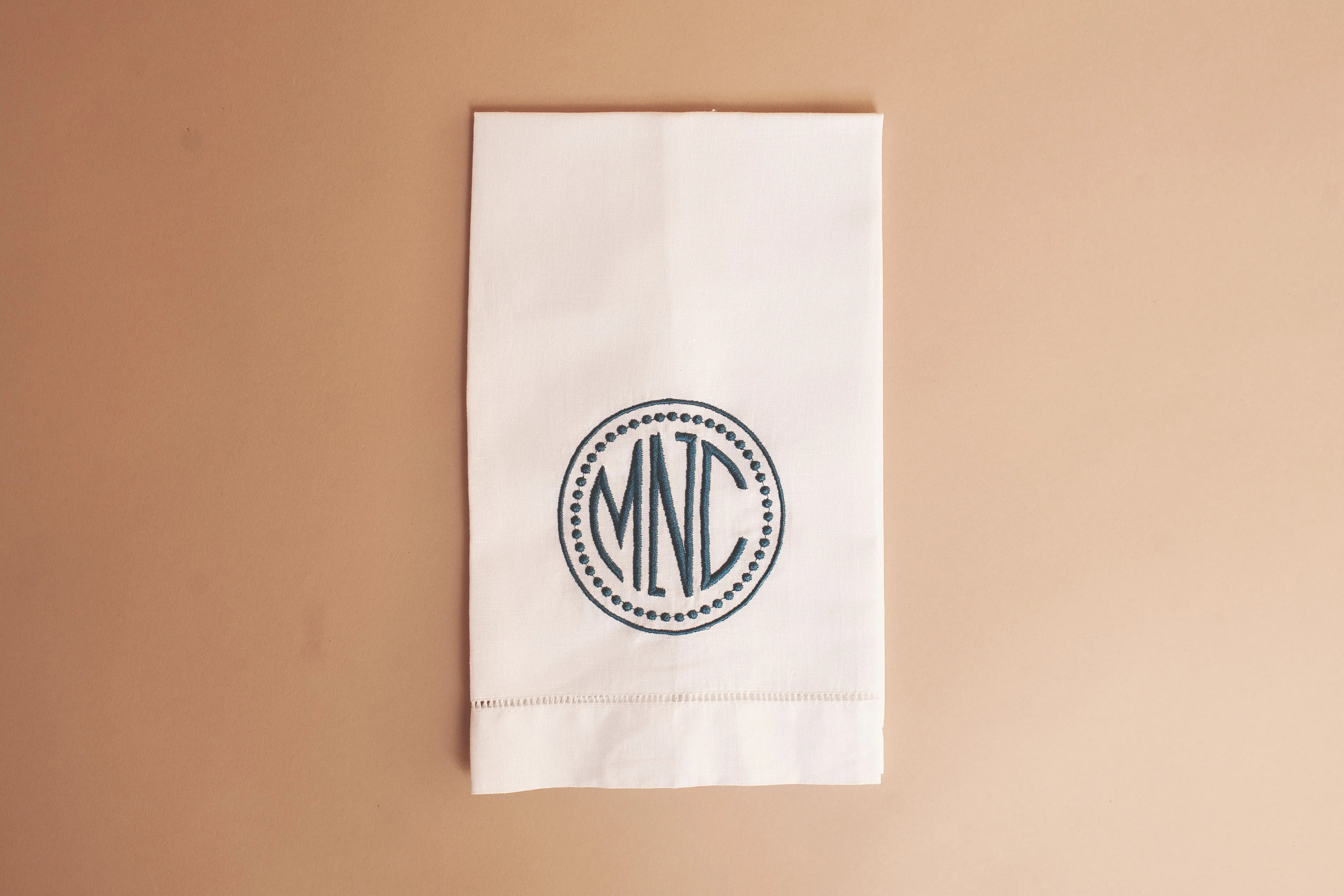 White Hemstitched Linen Guest Towel