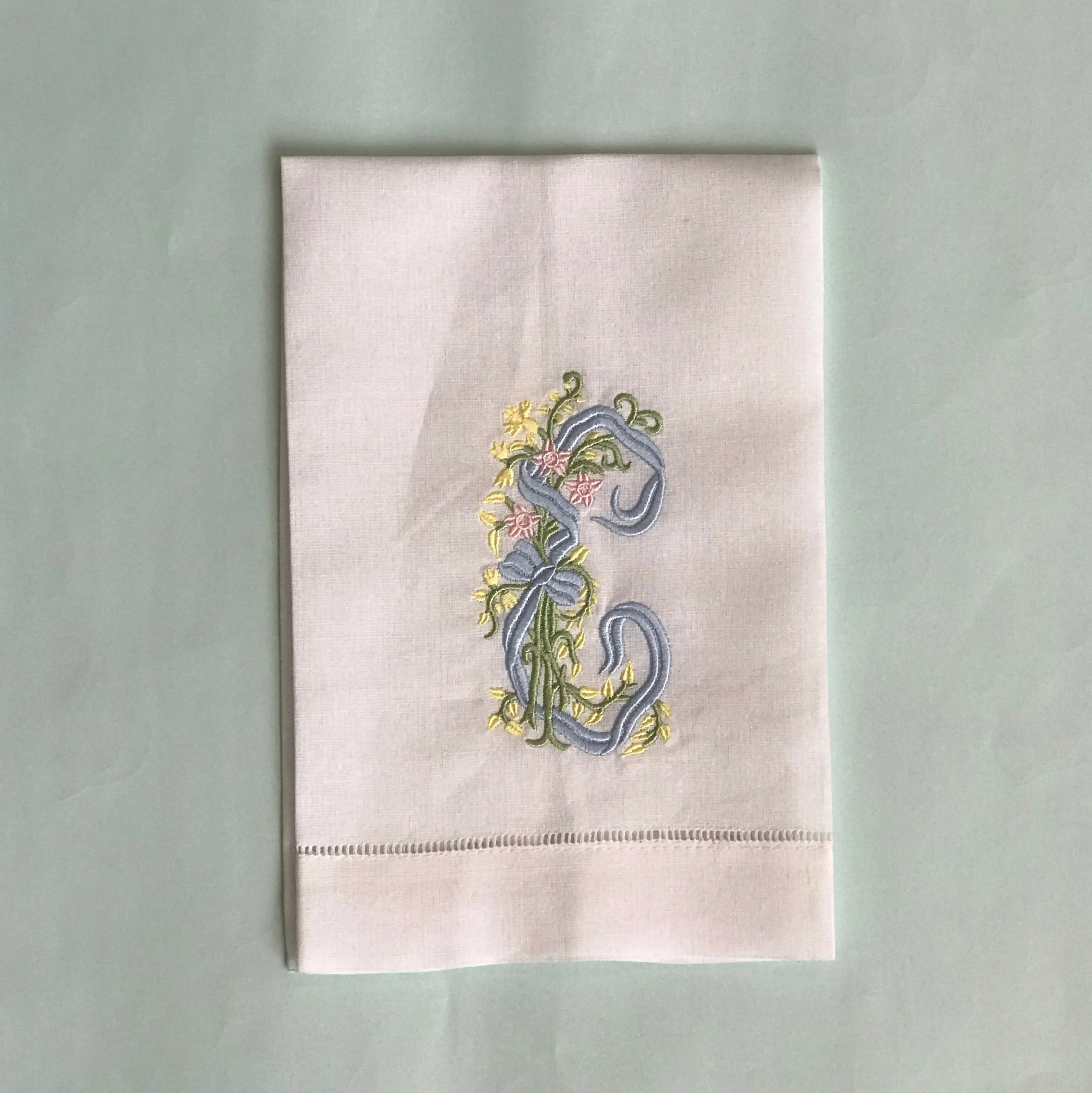 White Hemstitched Linen Guest Towel