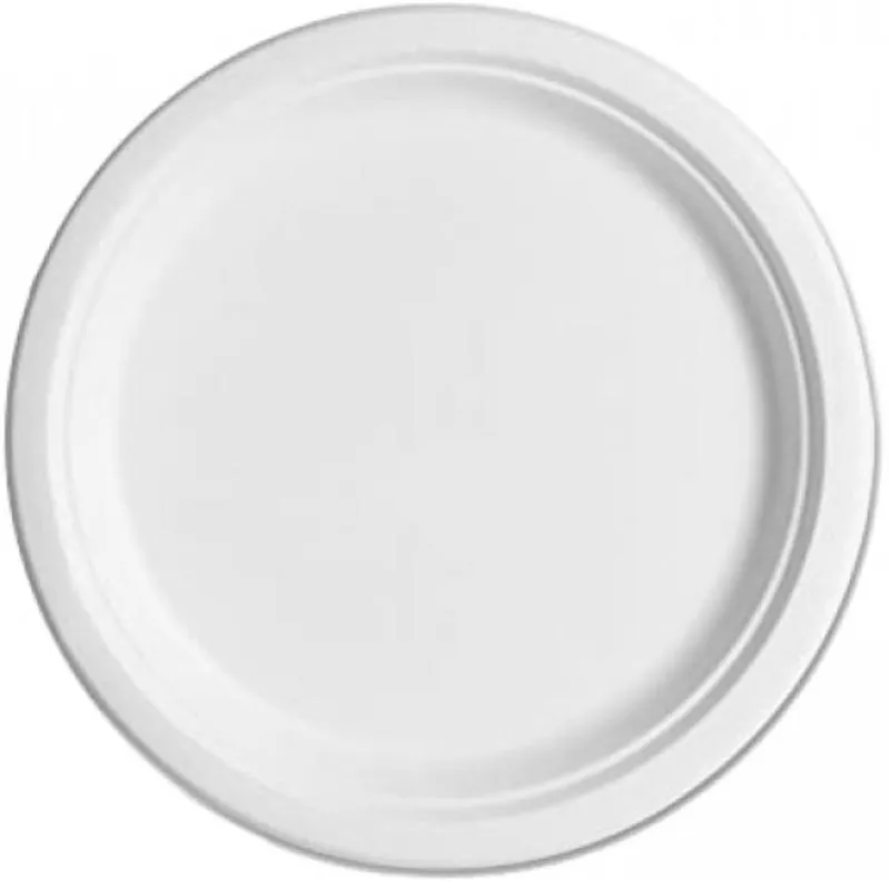 White Sugarcane Plate 180mm 10pk