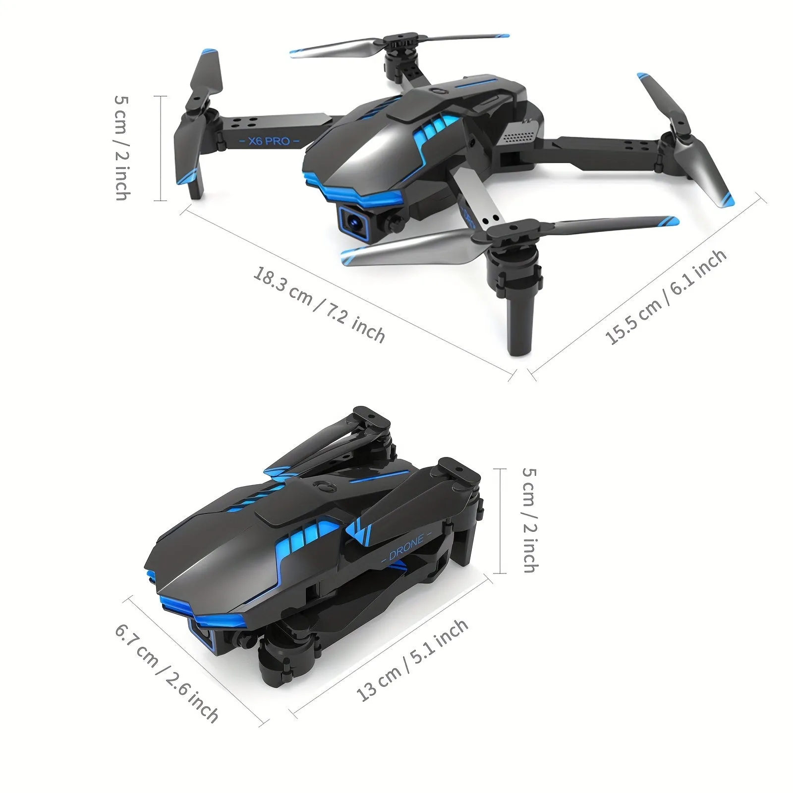 XKRC X6 Foldable Drone with Camera, Obstacle Avoidance, Gravity Mode, and More - Includes Carrying Bag