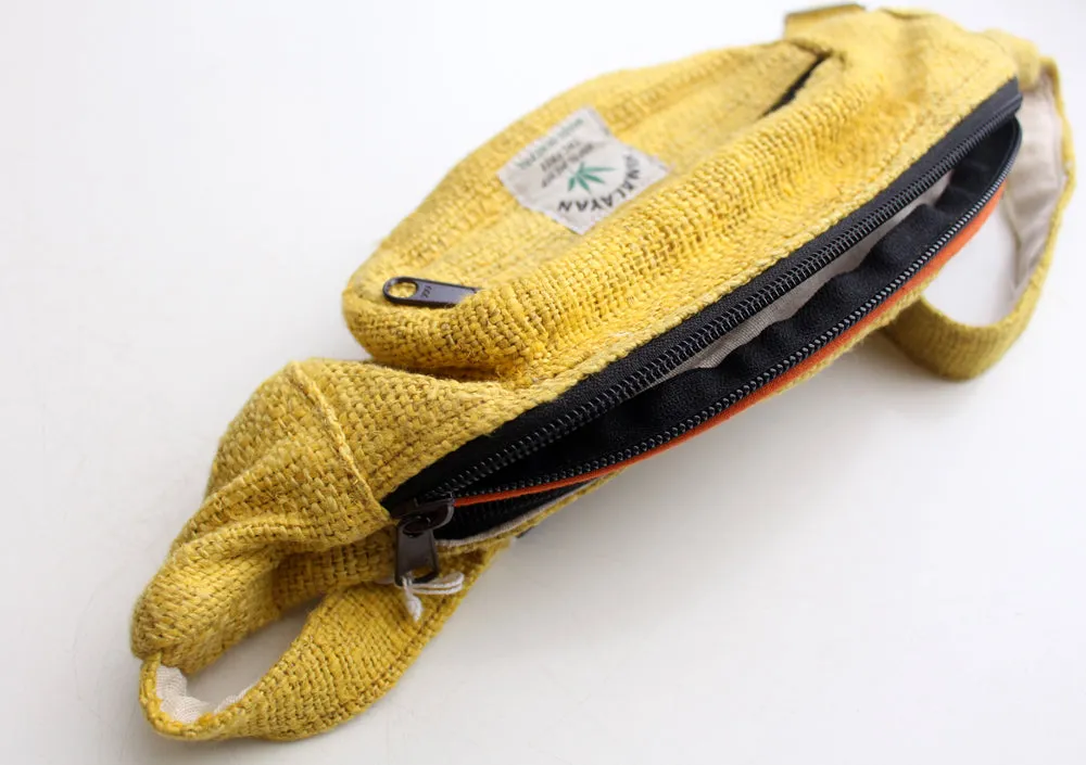 Yellow Hemp Fanny Pack, Hemp Waist Utility Belt, Hemp money bag